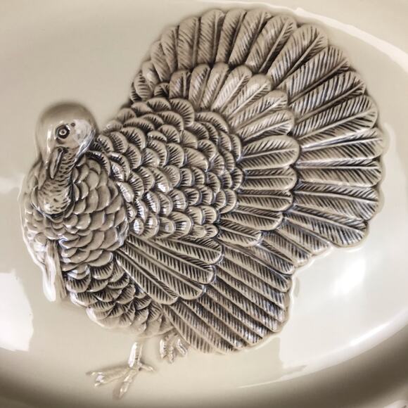 Johnson Bros Friendly Village 3D Embossed Turkey Platter 18.5” Large 90s In Box - Picture 2 of 11